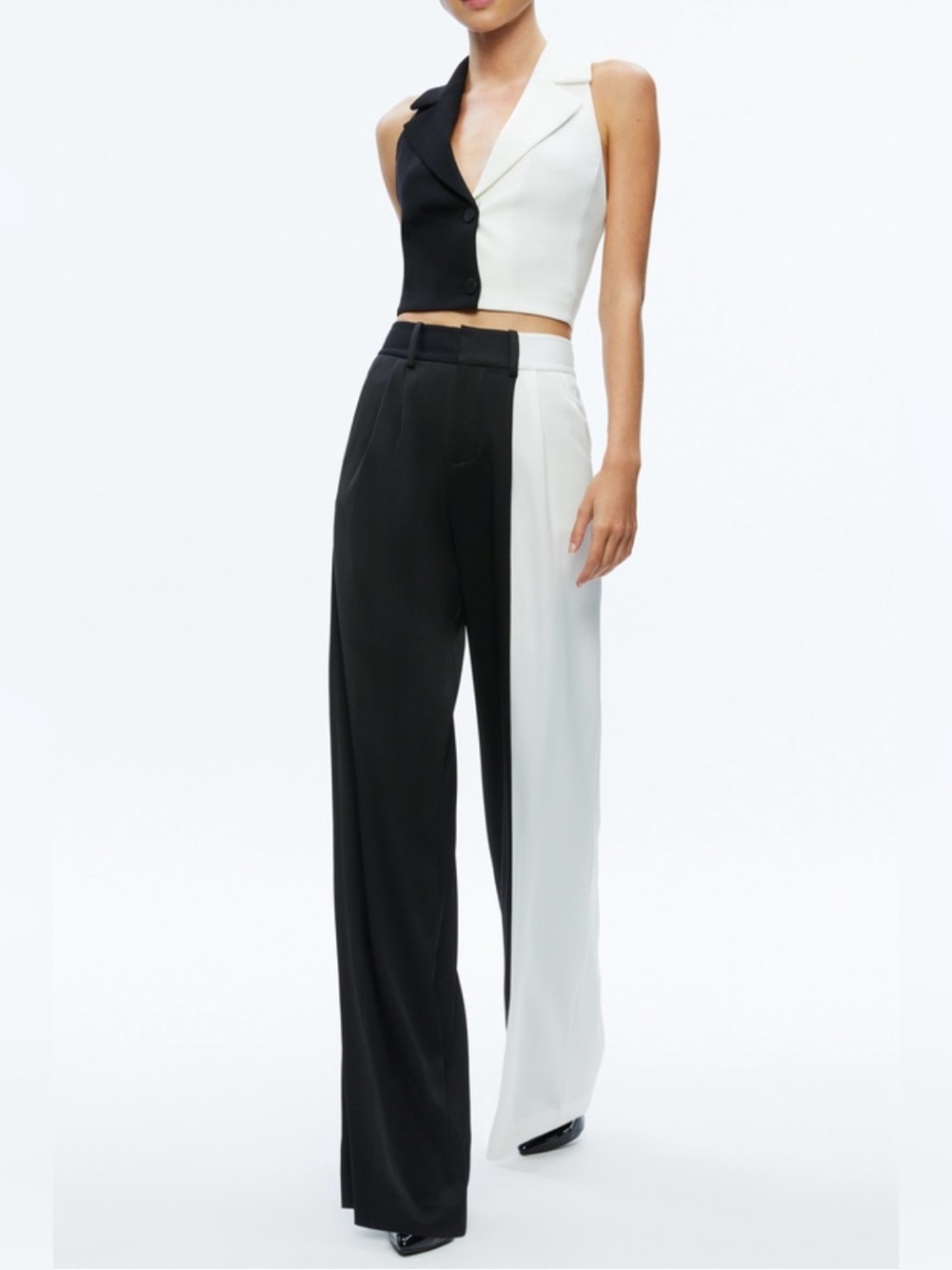 Alice + Olivia Pompey Color Block Pants Black/White, NWT, size 4 (matching vest) - Picture 4 of 7